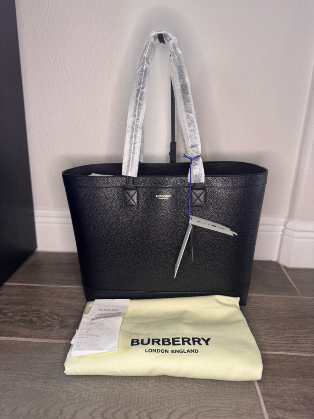 NWT Burberry Black Leather London Tote
